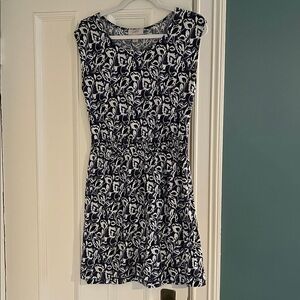 LOFT Navy and White Floral Dress